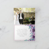 Carte De Remerciements Remerciement de mariage floral pourpre et argent (Intérieur)