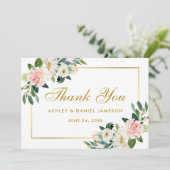 Carte De Remerciements Remerciement de mariage floral rose gold (Debout devant)