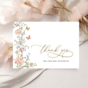 Carte De Remerciements Remerciement de mariage floral rose pastel grâce o