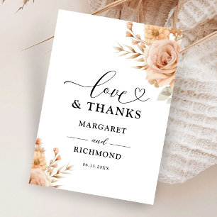 Carte De Remerciements Remerciement de mariage floral rose terracotta rus
