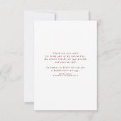 Carte De Remerciements Remerciement de mariage floral rouge Bourgogne Nav (Dos)