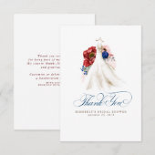 Carte De Remerciements Remerciement de mariage floral rouge Bourgogne Nav (Devant / Derrière)