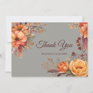 Carte De Remerciements Remerciement de mariage floral rustique aquarelle