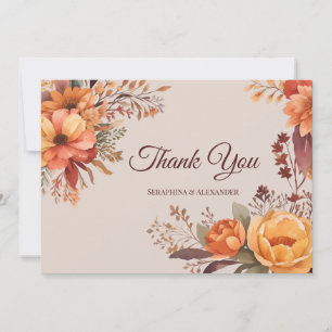 Carte De Remerciements Remerciement de mariage floral rustique aquarelle