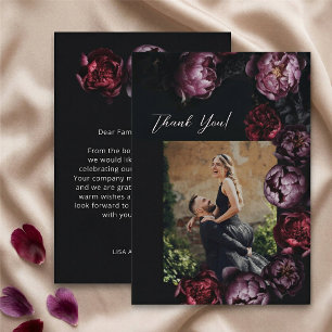 Carte De Remerciements Remerciement de mariage floral sombre et maussade