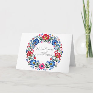 Carte De Remerciements Remerciement de mariage floral traditionnel folklo