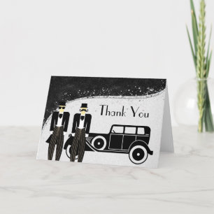 Carte De Remerciements Remerciement de mariage gay noir et argent