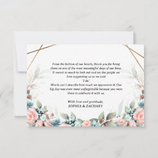 Carte De Remerciements Remerciement de mariage géométrique floral turquoi