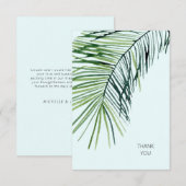 Carte De Remerciements Remerciement de mariage glace bleue palmier tropic (Devant / Derrière)