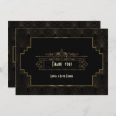 Carte De Remerciements Remerciement de mariage Glam Art Déco Gatsby le Ma (Devant / Derrière)