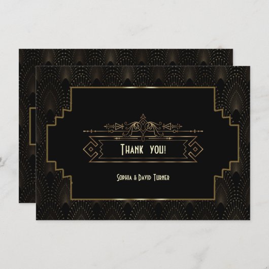 Carte De Remerciements Remerciement de mariage Glam Art Déco Gatsby le Ma (Devant / Derrière)