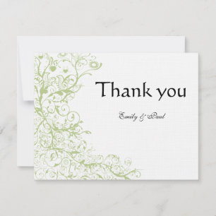 Carte De Remerciements Remerciement de mariage Hydrangea verte Oiseaux et