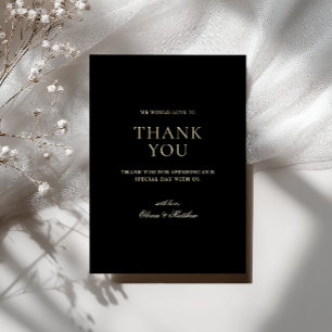 Carte De Remerciements Remerciement de mariage minimal noir cravate noire