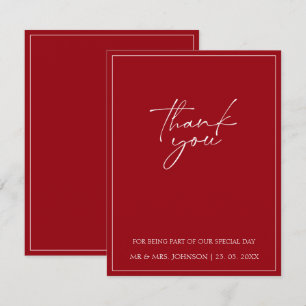 Carte De Remerciements Remerciement de mariage minimal rouge cramoisi scr
