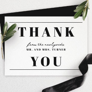 Carte De Remerciements Remerciement De Mariage Minimaliste Noir Et Blanc 