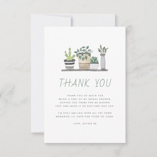 Carte De Remerciements Remerciement de Mariage Moderne Bohème avec Plante (Devant)