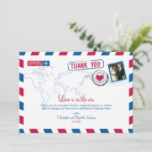 Carte De Remerciements Remerciement de mariage par avion de Chicago (Debout devant)