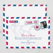 Carte De Remerciements Remerciement de mariage par avion de Chicago (Devant / Derrière)