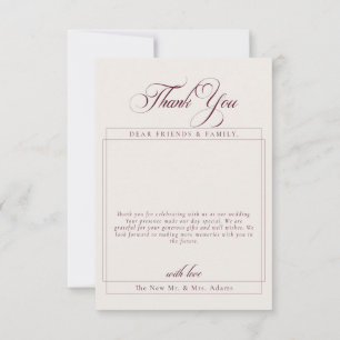 Carte De Remerciements Remerciement de mariage photo calligraphie ivoire