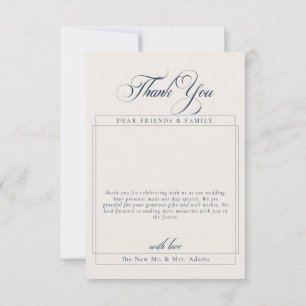 Carte De Remerciements Remerciement de mariage photo calligraphie ivoire