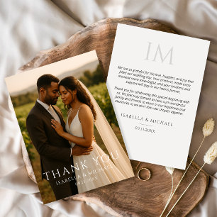 Carte De Remerciements Remerciement de mariage photo élégant simple moder
