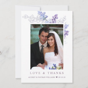 Carte De Remerciements Remerciement de mariage photo florale lavande roma