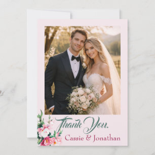 Carte De Remerciements Remerciement de mariage photo florale Pivoine rose