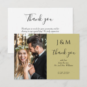Carte De Remerciements Remerciement de mariage photo Vert Sauge