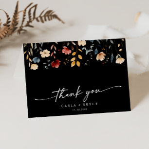 Carte De Remerciements Remerciement de mariage plié aux fleurs sauvages B