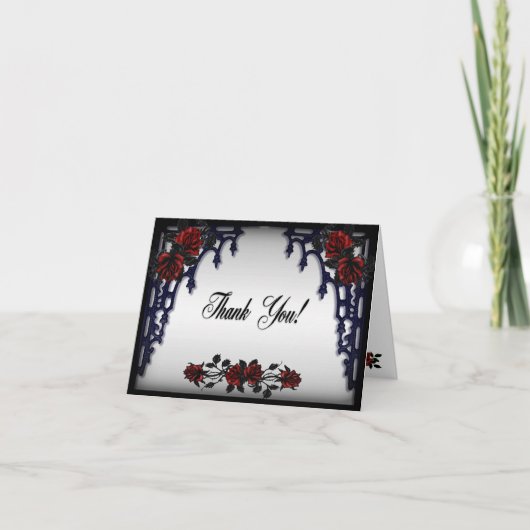 Carte De Remerciements Remerciement de mariage porte en fer Gothique Rose (Devant)