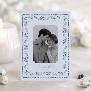 Carte De Remerciements Remerciement de mariage poussiéreux bleu scandinav