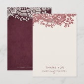 Carte De Remerciements Remerciement de mariage rustique en dentelle de Bo (Devant / Derrière)