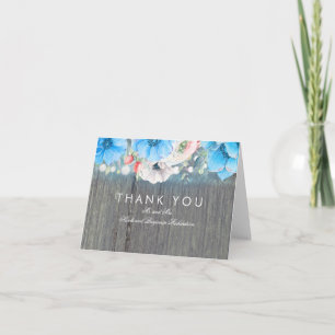 Carte De Remerciements Remerciement de mariage rustique floral bleu turqu