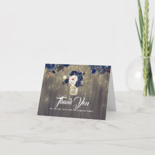 Carte De Remerciements Remerciement de mariage rustique floral marine