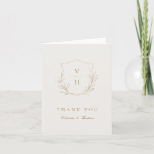 Carte De Remerciements Remerciement de mariage simple monogramme botaniqu