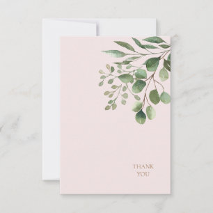 Carte De Remerciements Remerciement de mariage Texte Feuillage Doré Blush