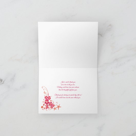 Carte De Remerciements Remerciement de mariage tropical jaune, fuchsia, b (Intérieur)