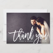 Carte De Remerciements Remerciement de photo de mariage à l'écriture manu (Devant)