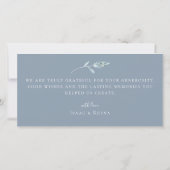 Carte De Remerciements Remerciement de photo de mariage botanique bleu po (Dos)