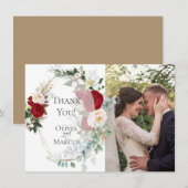 Carte De Remerciements Remerciement de photo de mariage | Cadre élégant a (Devant / Derrière)