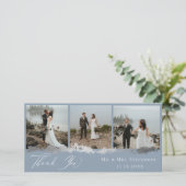 Carte De Remerciements Remerciement de photo de mariage élégant avec vein (Debout devant)