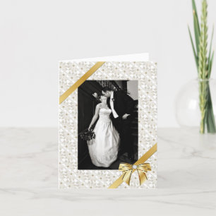 Carte De Remerciements Remerciement de photo de mariage élégant ivoire et