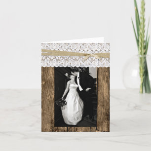 Carte De Remerciements Remerciement de photo de mariage en bois rustique