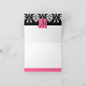 Carte De Remerciements Remerciement de photo de mariage en damassé rose M (Intérieur)