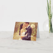 Carte De Remerciements Remerciement de photo de mariage en écriture blanc (Devant)