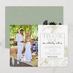 Carte De Remerciements Remerciement de photo de mariage en vert sauge en