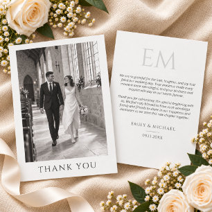 Carte De Remerciements Remerciement de photo de mariage formel classique