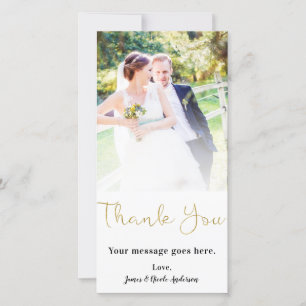 Carte De Remerciements Remerciement de photo de mariage mince feuille d'o