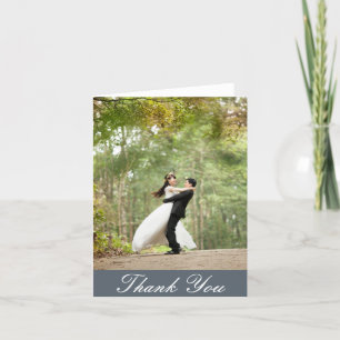 Carte De Remerciements Remerciement de photo de mariage personnalisé vert