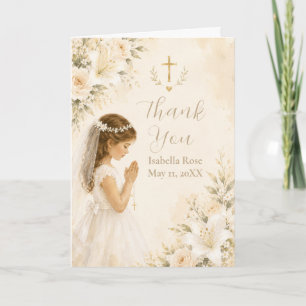Carte De Remerciements Remerciement de première communion florale